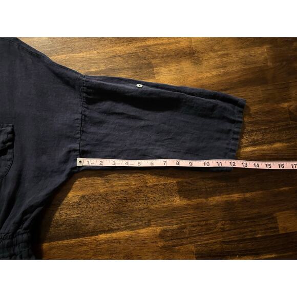 Francesca Bettini Women's Large Shirt Dress 100% Linen Collared Drawstring Waist - Picture 11 of 12